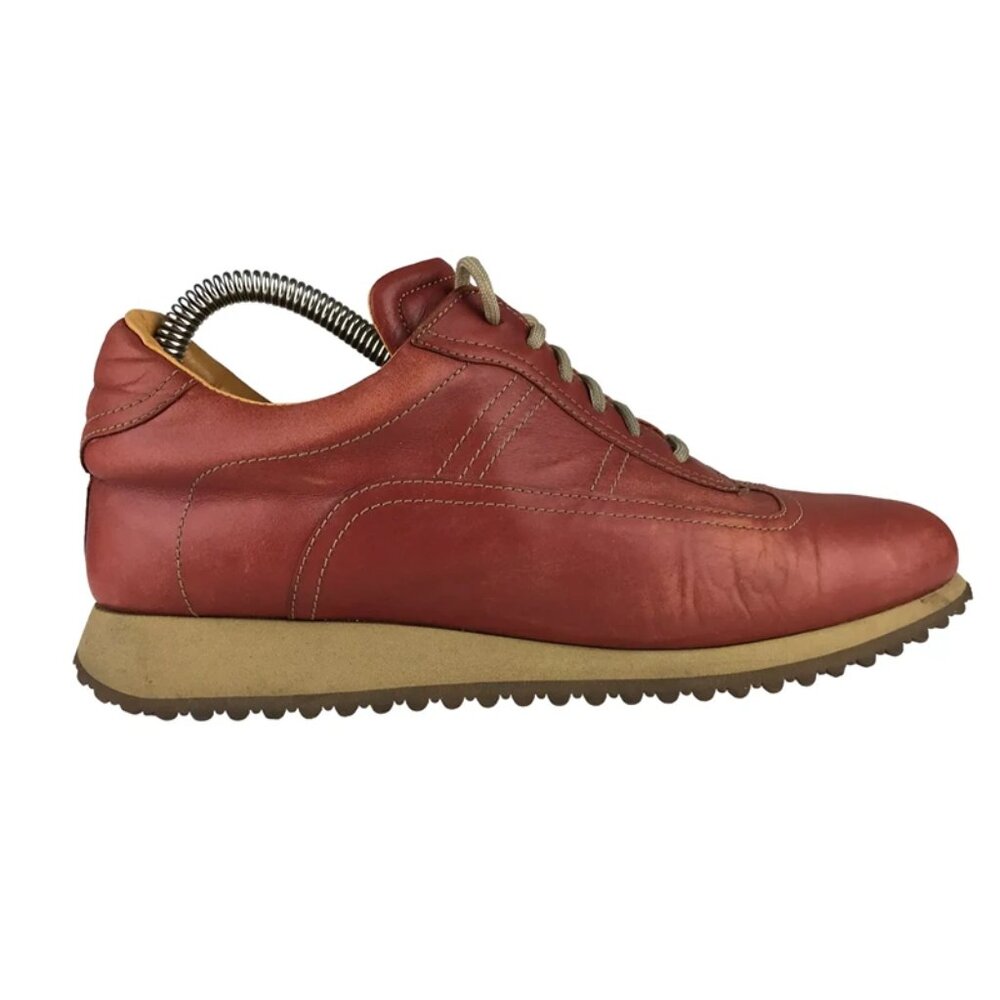 Lurueña Womens Red Leather Low Top Lace Up Oxford Shoes Size US 6.5 EU 37